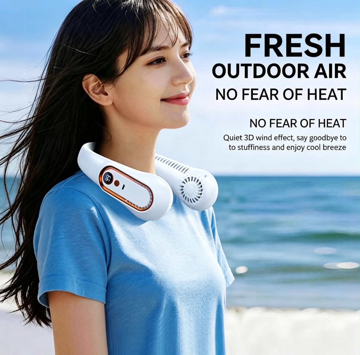 Portable Neck Fan – 5-Speed Hands-Free Personal Air Cooler