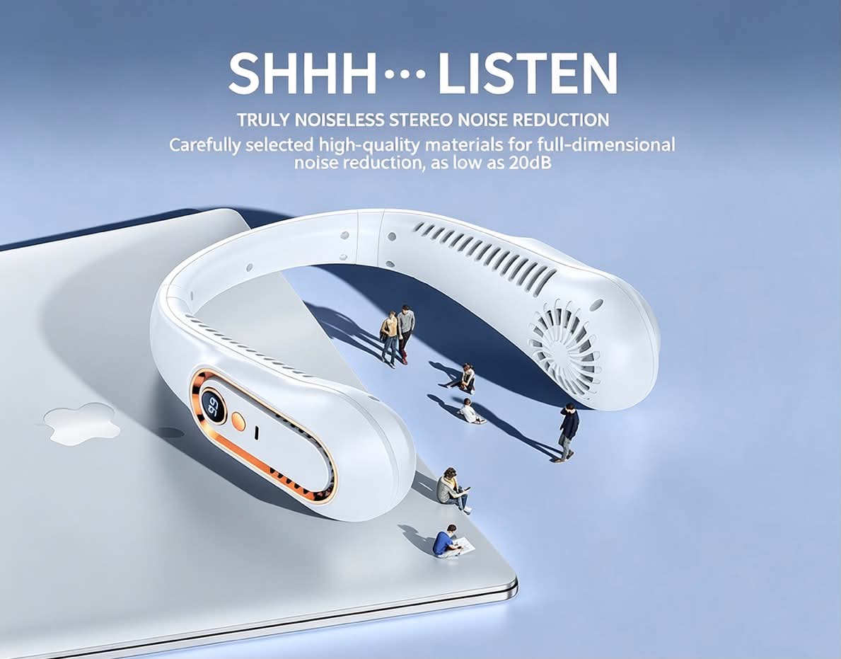 Portable Neck Fan – 5-Speed Hands-Free Personal Air Cooler