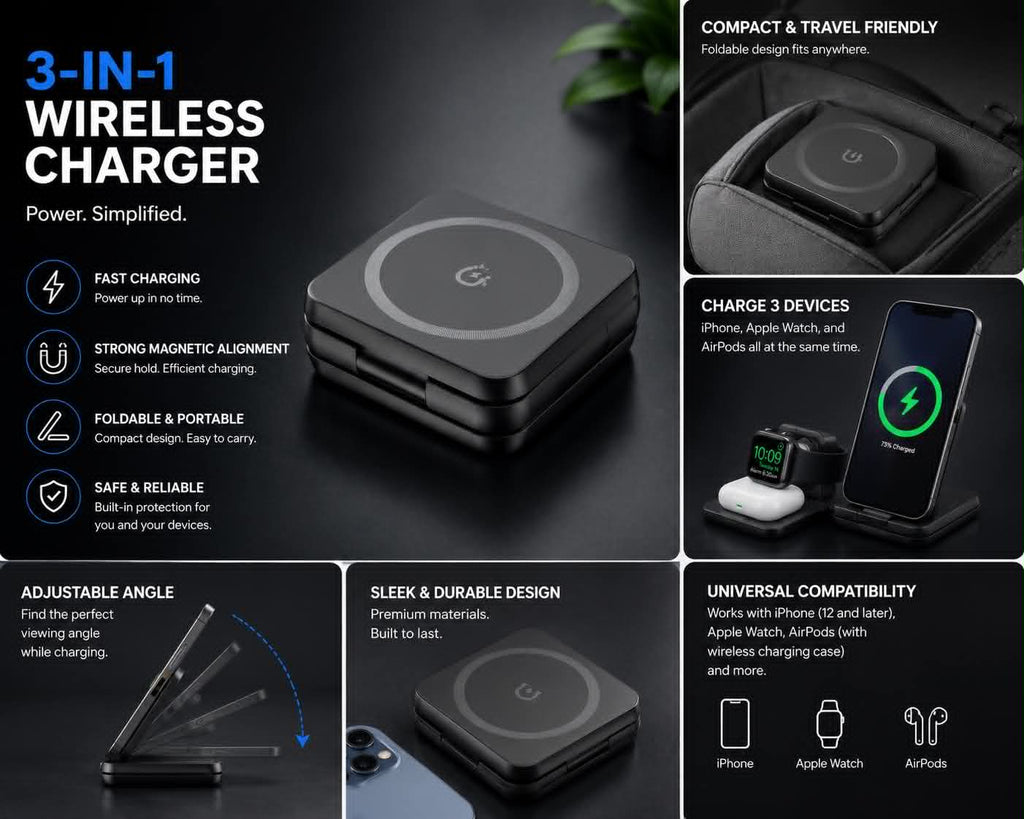 PMG Magnetic Wireless Charging & Folding Phone Stand