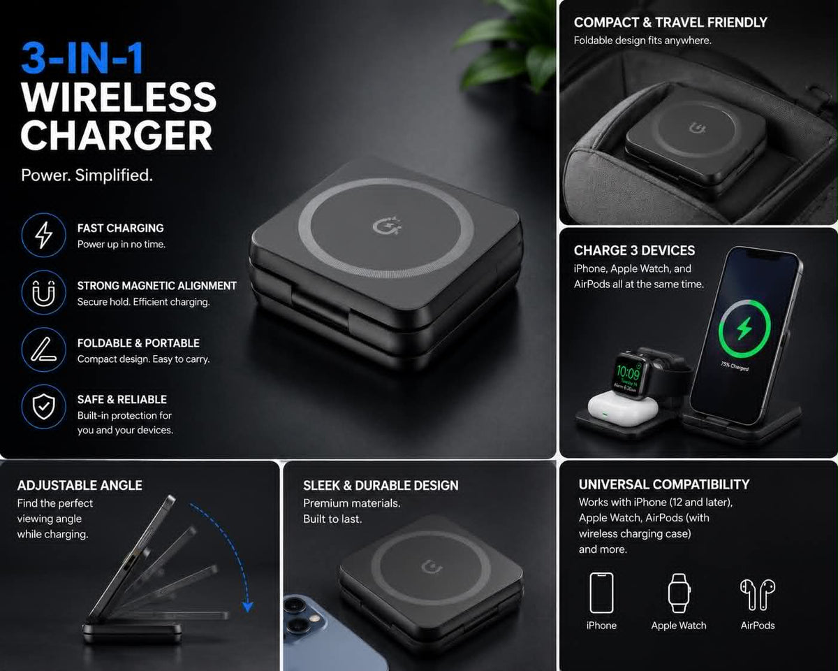 PMG Magnetic Wireless Charging & Folding Phone Stand