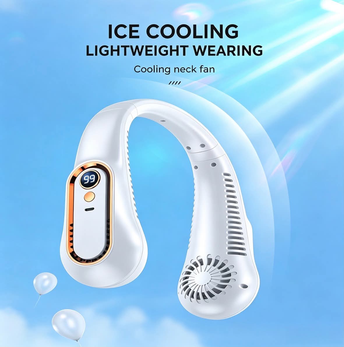 Portable Neck Fan – 5-Speed Hands-Free Personal Air Cooler