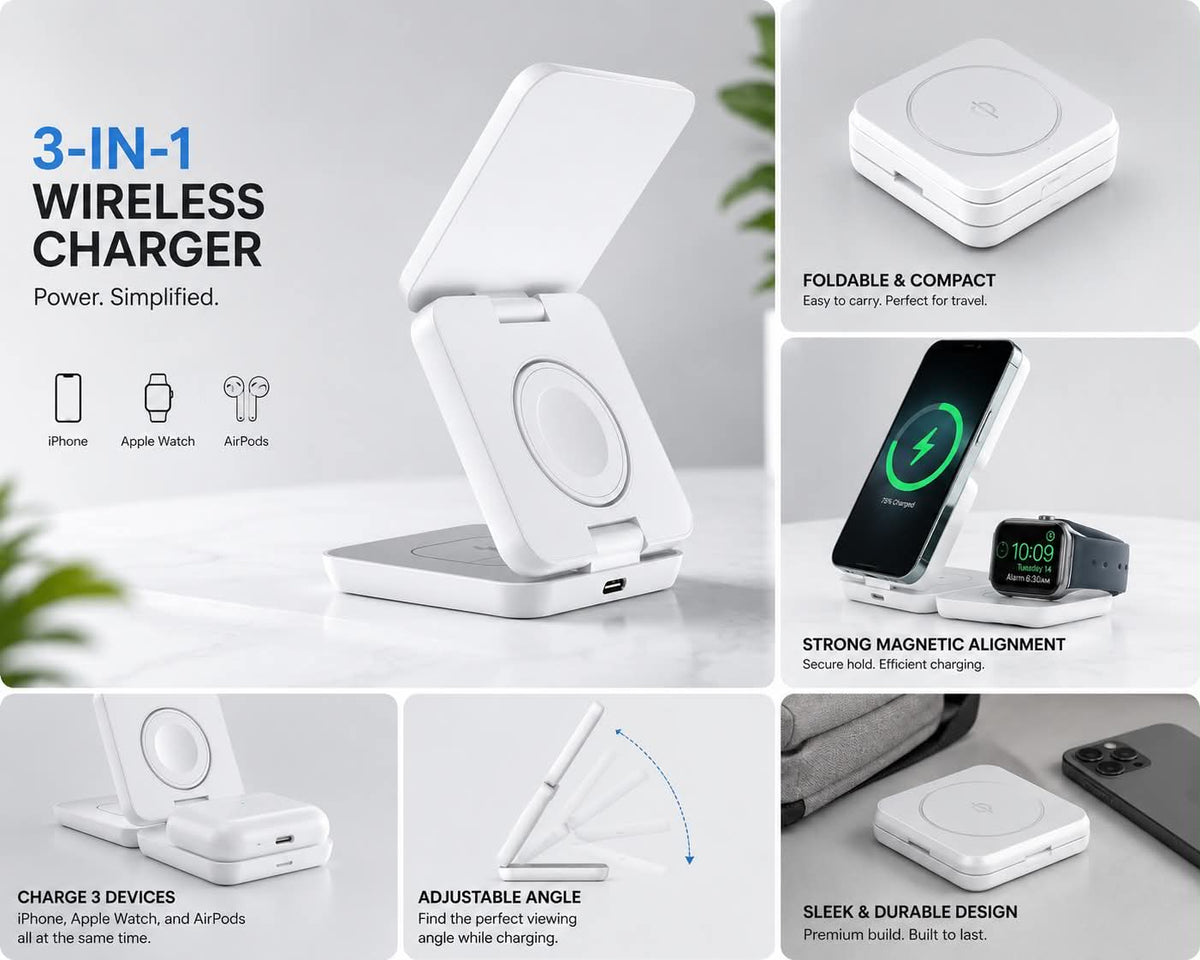 PMG Magnetic Wireless Charging & Folding Phone Stand
